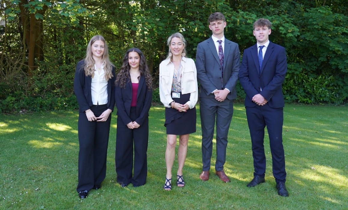 Lingfield Head Student Team with Head of Sixth Form Ms McCarrick
